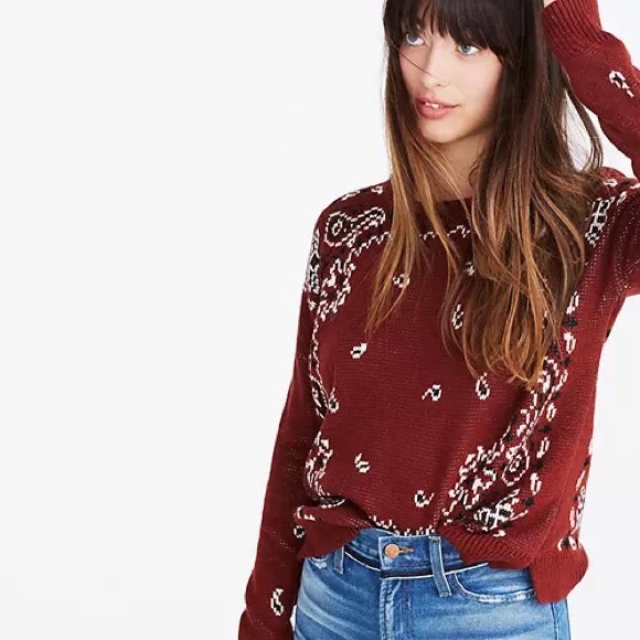 NWT Madewell Bandana Pullover Sweater - Picture 1 of 5